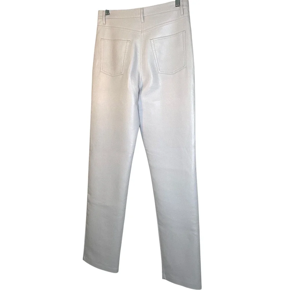 Wilfred Aritzia Melina Vegan Leather Pants High Waist Straight‎ Leg Taupe Size 8